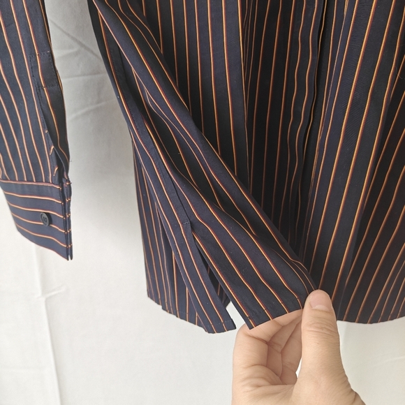 Lafayette 148 Striped Cotton Button Up Long Sleeve Shirt Size Small Women's - Picture 7 of 10